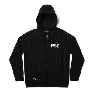 PVCK Full Zip Hoodie Sweatshirt Size Medium Long Sleeve Black Athleisure NEW